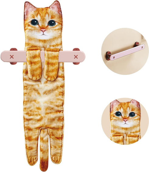 Cat Funny Hand Towels for Bathroom Kitchen